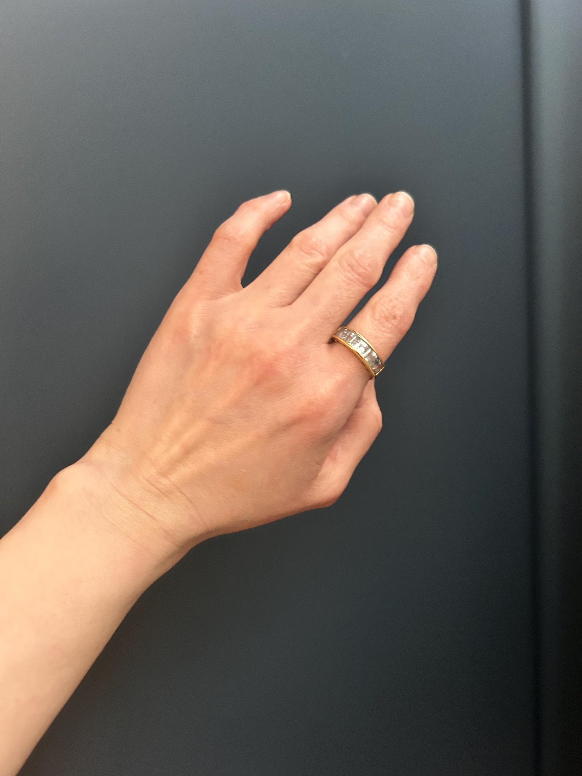 Vintage Statement 9 ct Gold Blue Topaz Eternity Cocktail Ring, Stack Band Jewellery Size UK J US 5