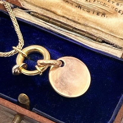 Links of London 18ct Gold Disk Charm Pendant - Rosy Gold Solid Heavy Charm