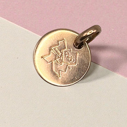 Links of London 18ct Gold Disk Charm Pendant - Rosy Gold Solid Heavy Charm