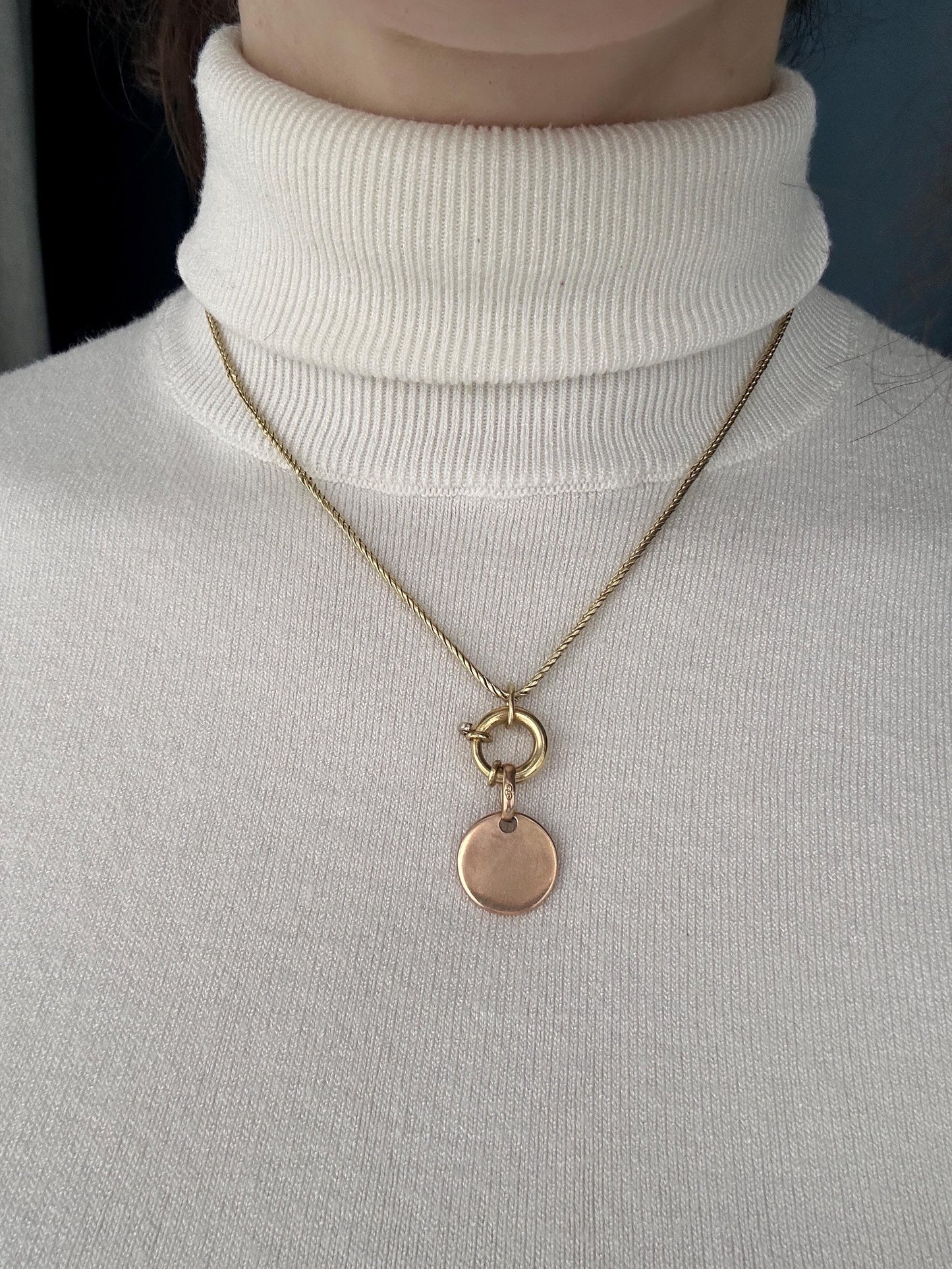 Links of London 18ct Gold Disk Charm Pendant - Rosy Gold Solid Heavy Charm