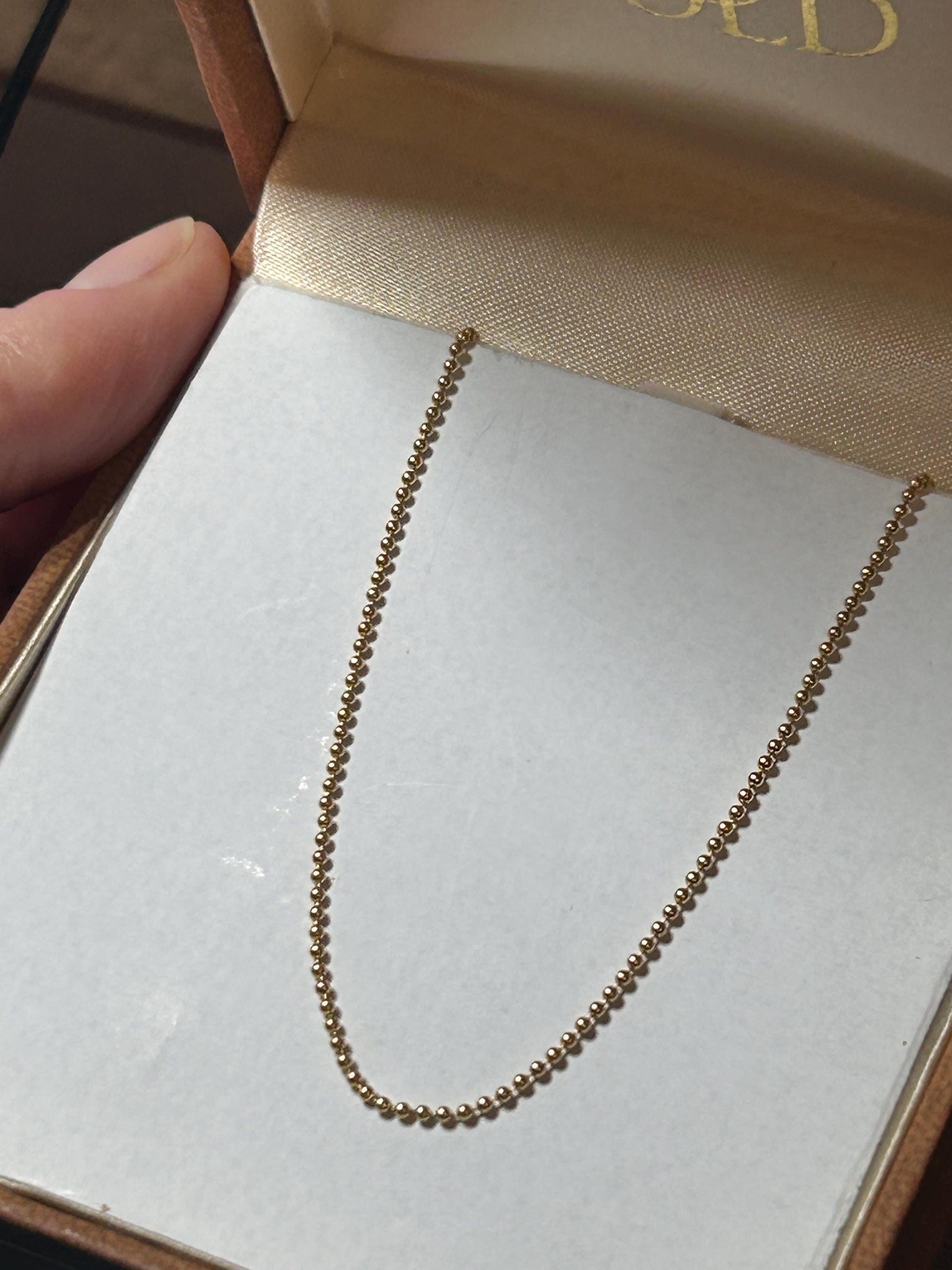 Vintage 18ct beaded chain 18" - Fine Chain for Pendant 18k Yellow Gold Fancy Chain