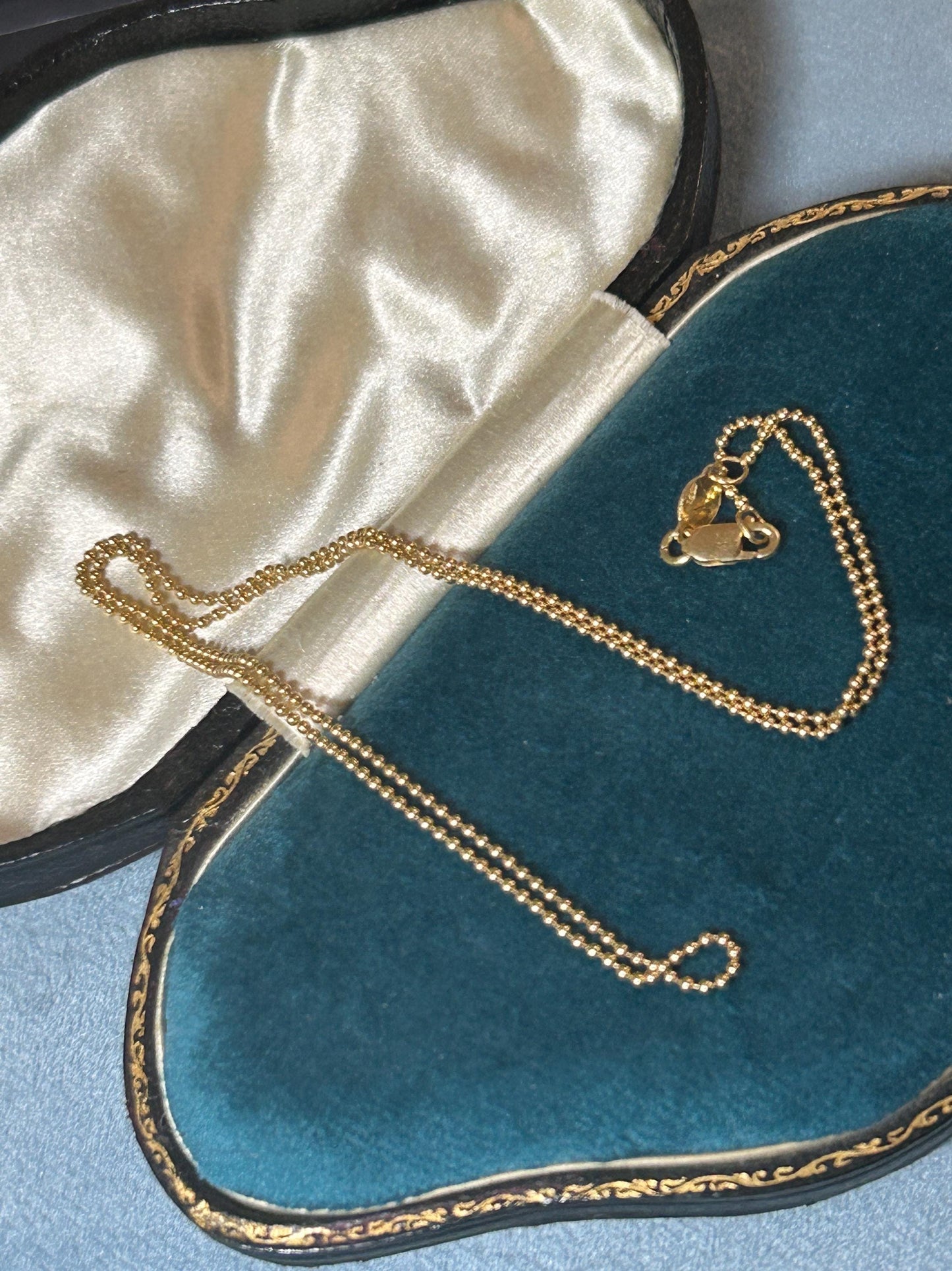 Vintage 18ct beaded chain 18" - Fine Chain for Pendant 18k Yellow Gold Fancy Chain