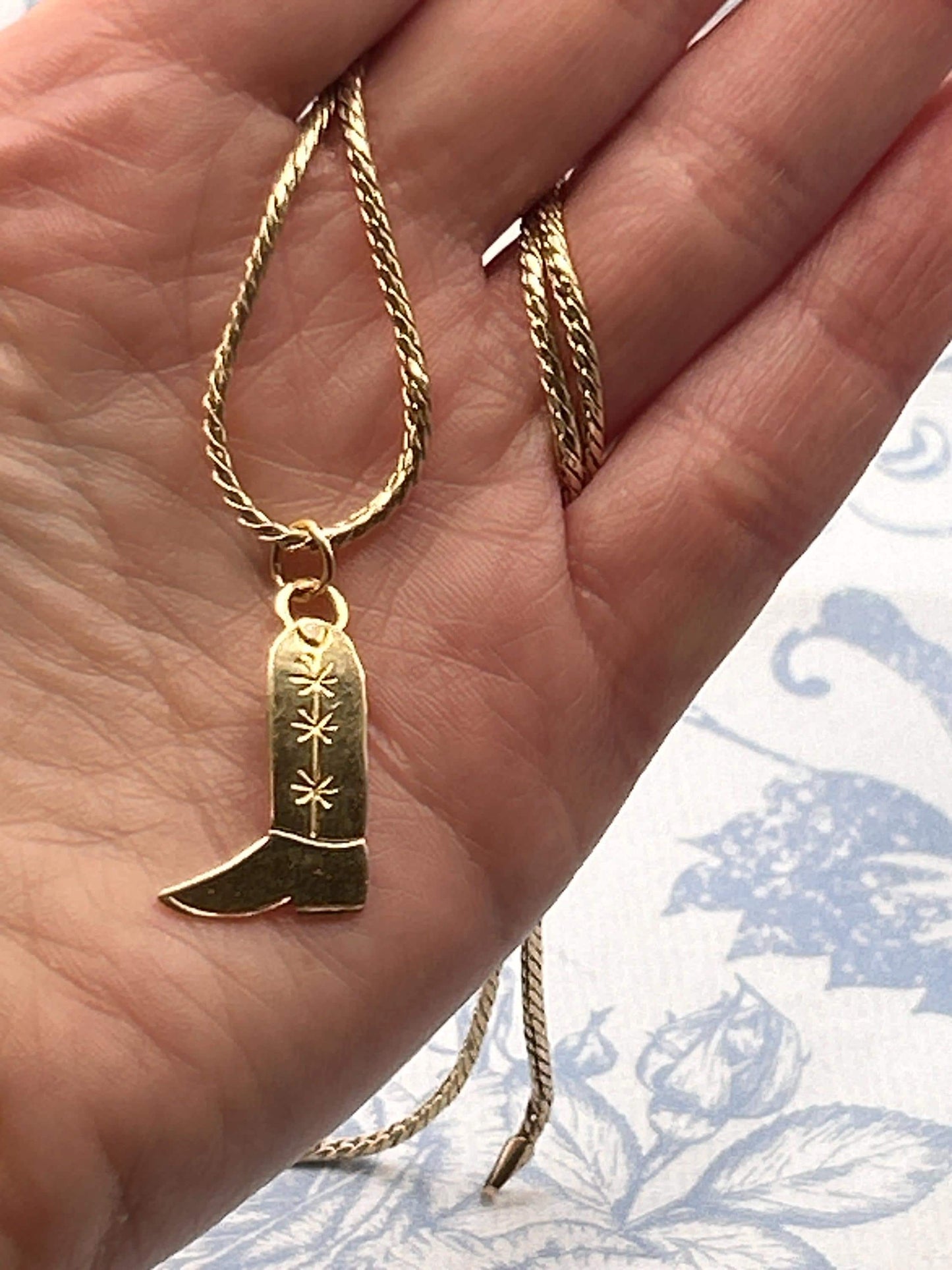 Vintage 14ct Gold Cowboy Boot Charm - Novelty 14k American Charm Mid Century