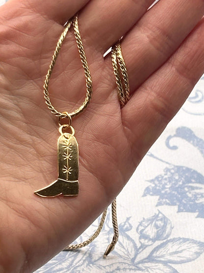 Vintage 14ct Gold Cowboy Boot Charm - Novelty 14k American Charm Mid Century