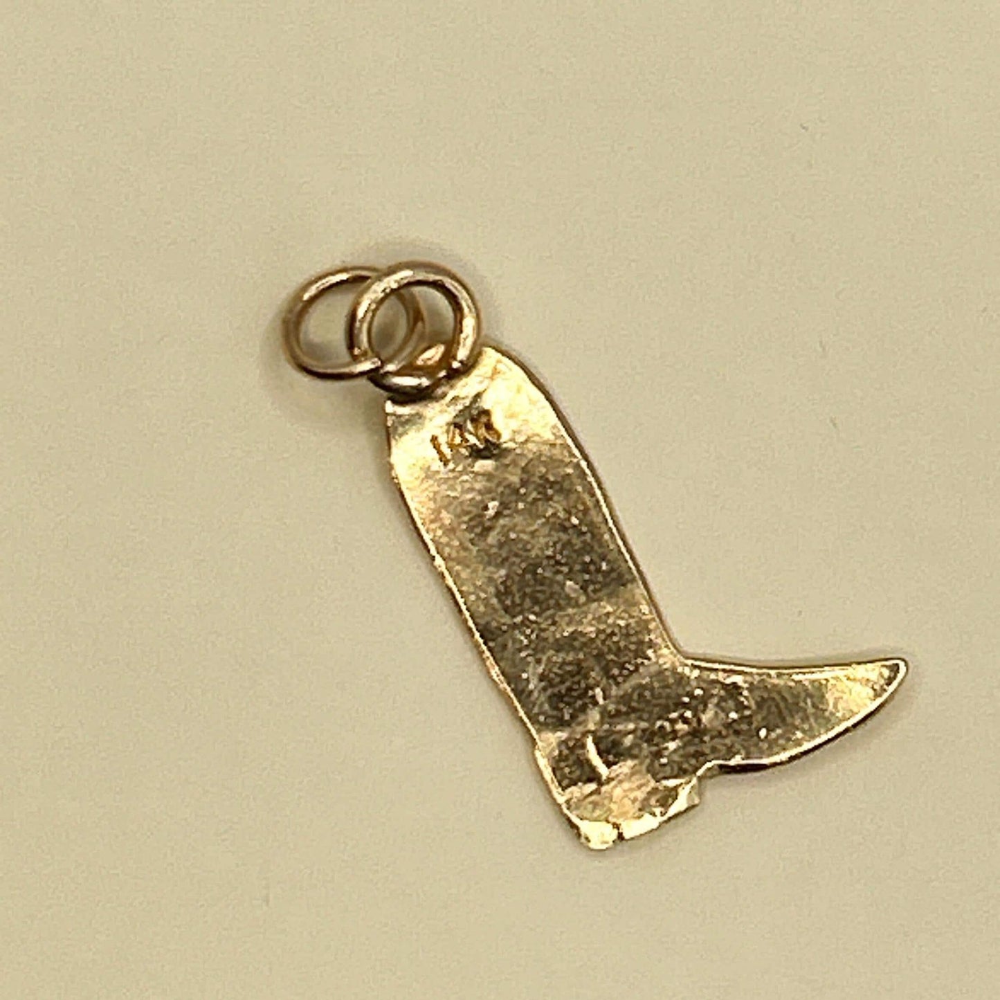 Vintage 14ct Gold Cowboy Boot Charm - Novelty 14k American Charm Mid Century