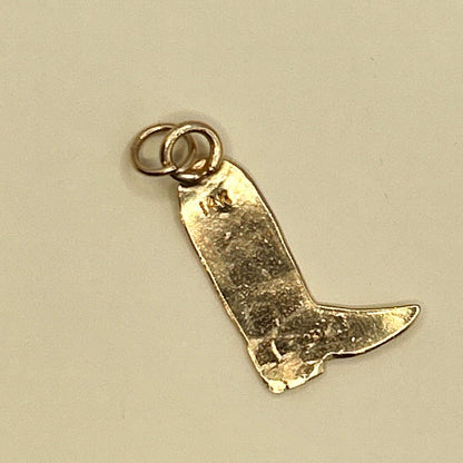 Vintage 14ct Gold Cowboy Boot Charm - Novelty 14k American Charm Mid Century