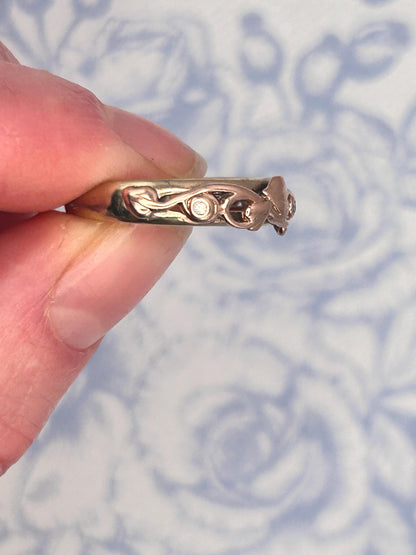 Clogau Tree of Life Band with Rose and Yellow Gold and Diamonds UK Size M 1/2 US: 6.5