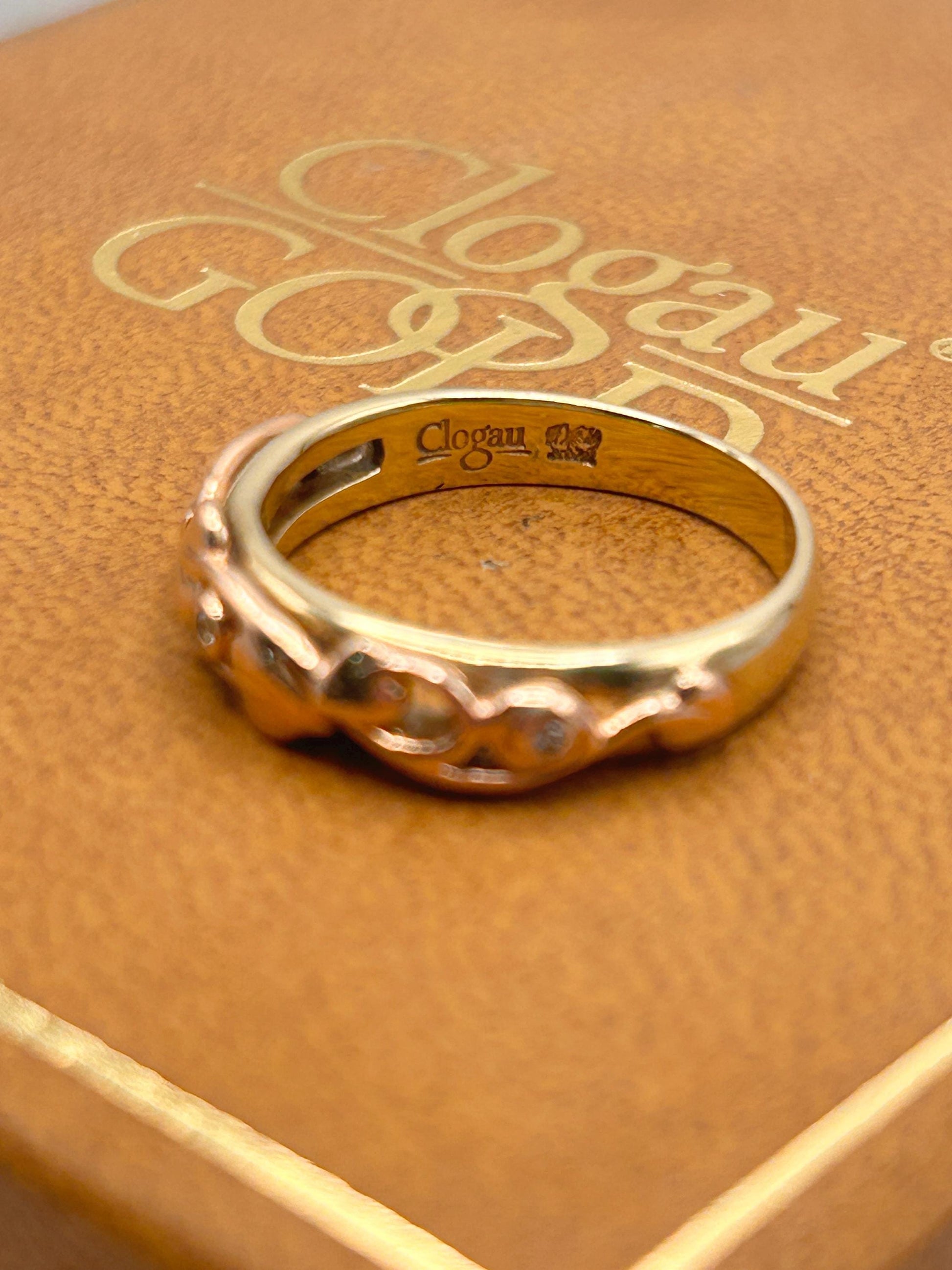 Clogau Tree of Life Band with Rose and Yellow Gold and Diamonds UK Size M 1/2 US: 6.5