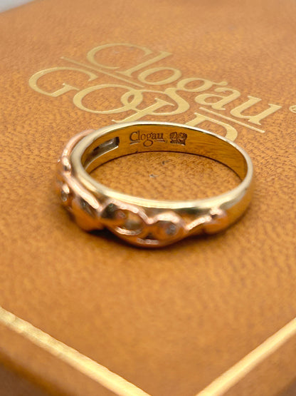 Clogau Tree of Life Band with Rose and Yellow Gold and Diamonds UK Size M 1/2 US: 6.5