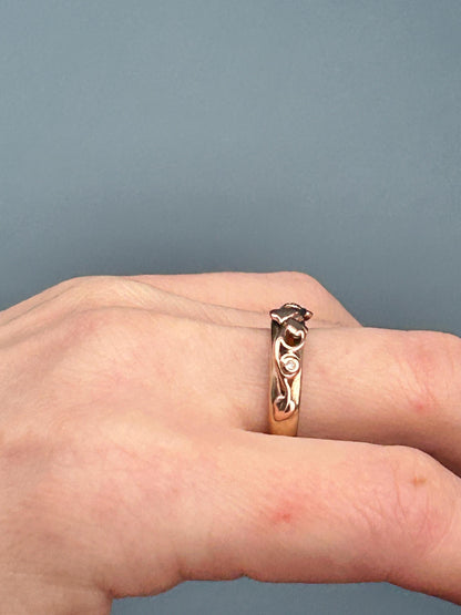 Clogau Tree of Life Band with Rose and Yellow Gold and Diamonds UK Size M 1/2 US: 6.5