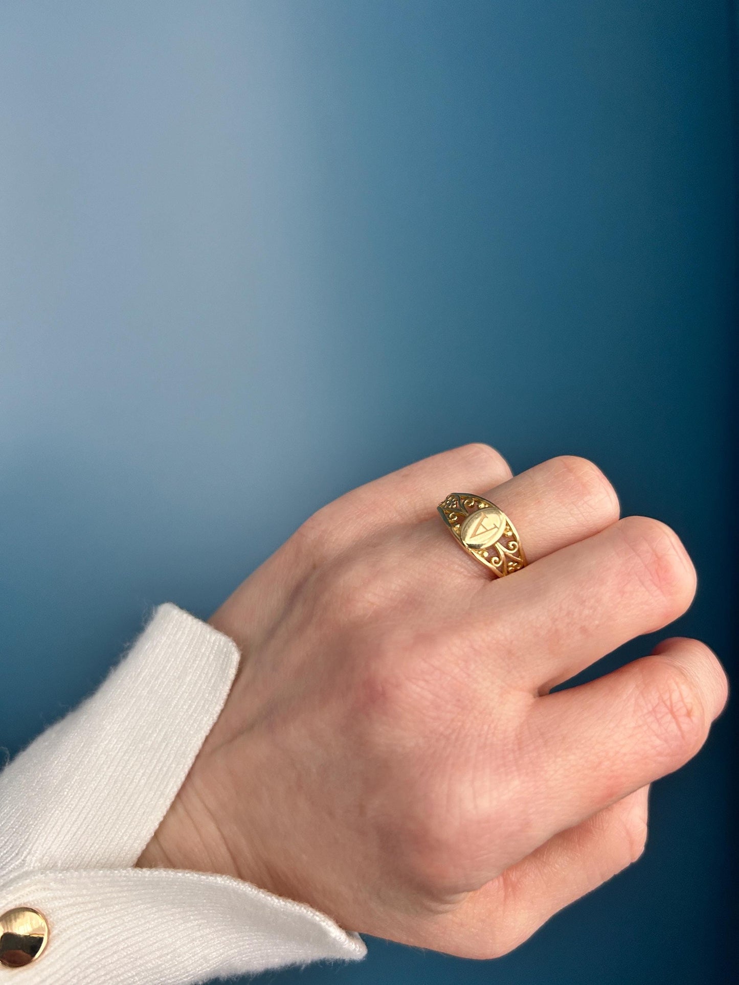 Vintage 14ct Gold Signet Ring Initial 'A' - Size N / US 7 Heirloom jewelry