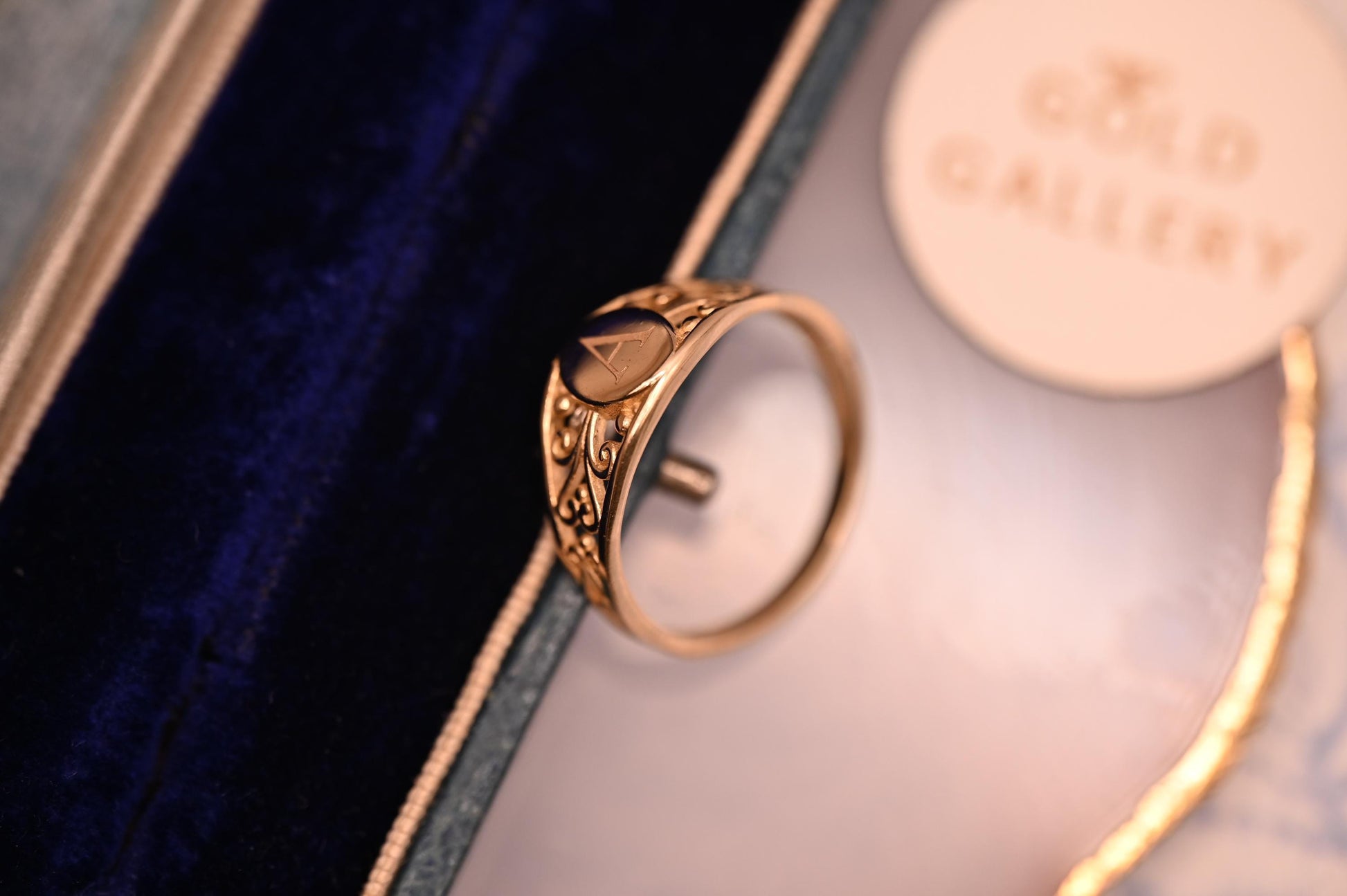 Vintage 14ct Gold Signet Ring Initial 'A' - Size N / US 7 Heirloom jewelry