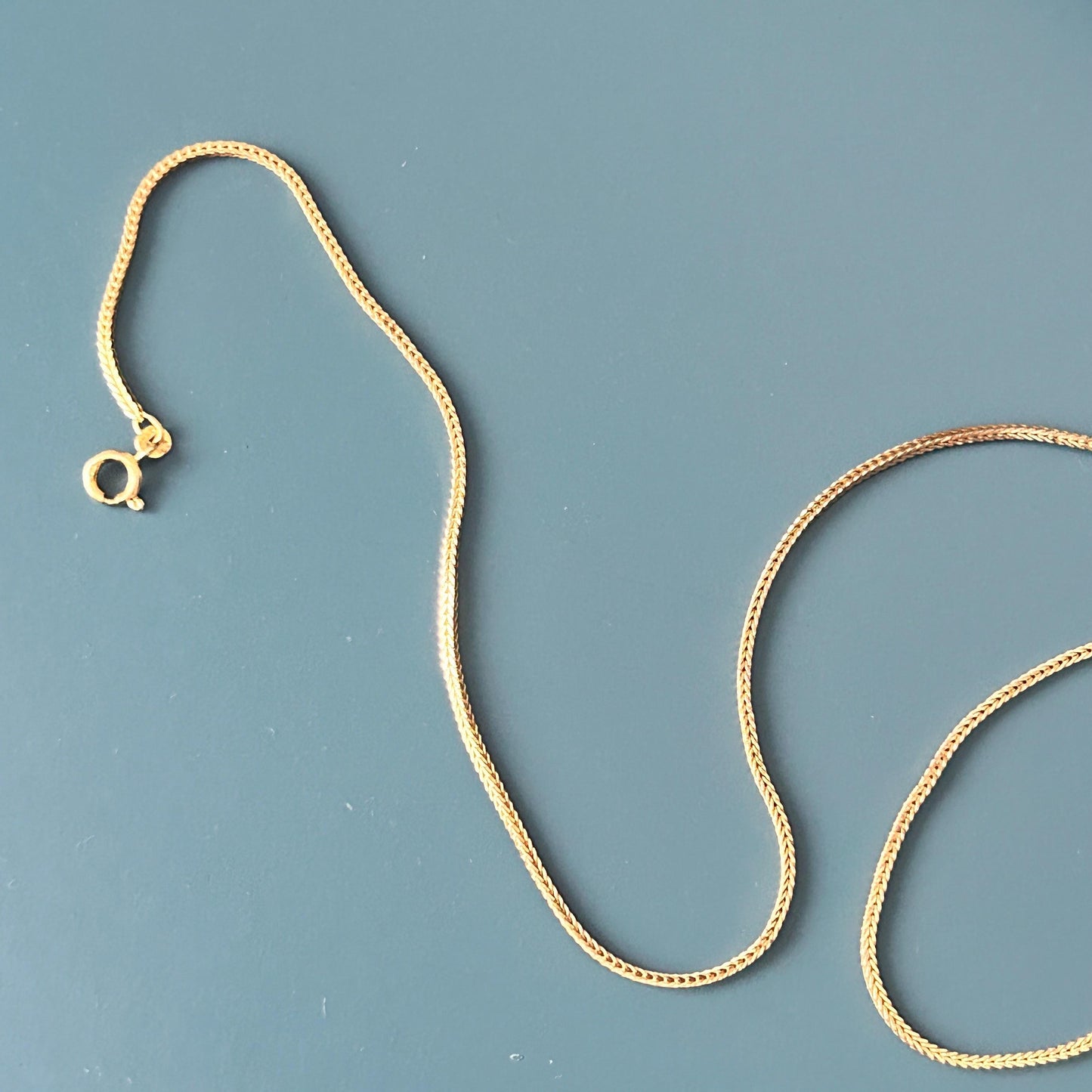 Vintage 9ct Solid Gold Slinky Chunky Fox tail Chain Extra Long 24" - 1970's Italian