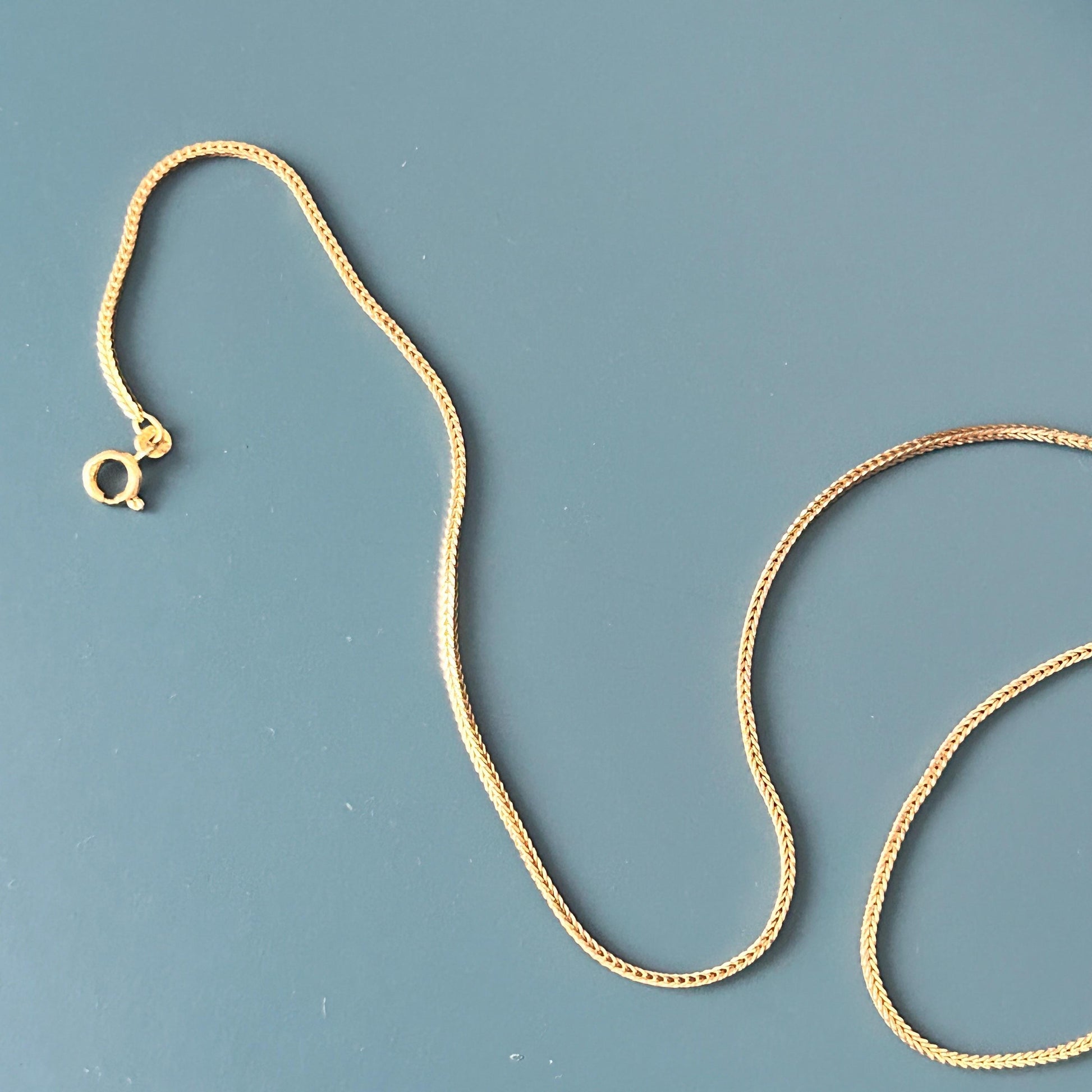 Vintage 9ct Solid Gold Slinky Chunky Fox tail Chain Extra Long 24" - 1970's Italian