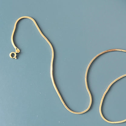 Vintage 9ct Solid Gold Slinky Chunky Fox tail Chain Extra Long 24" - 1970's Italian