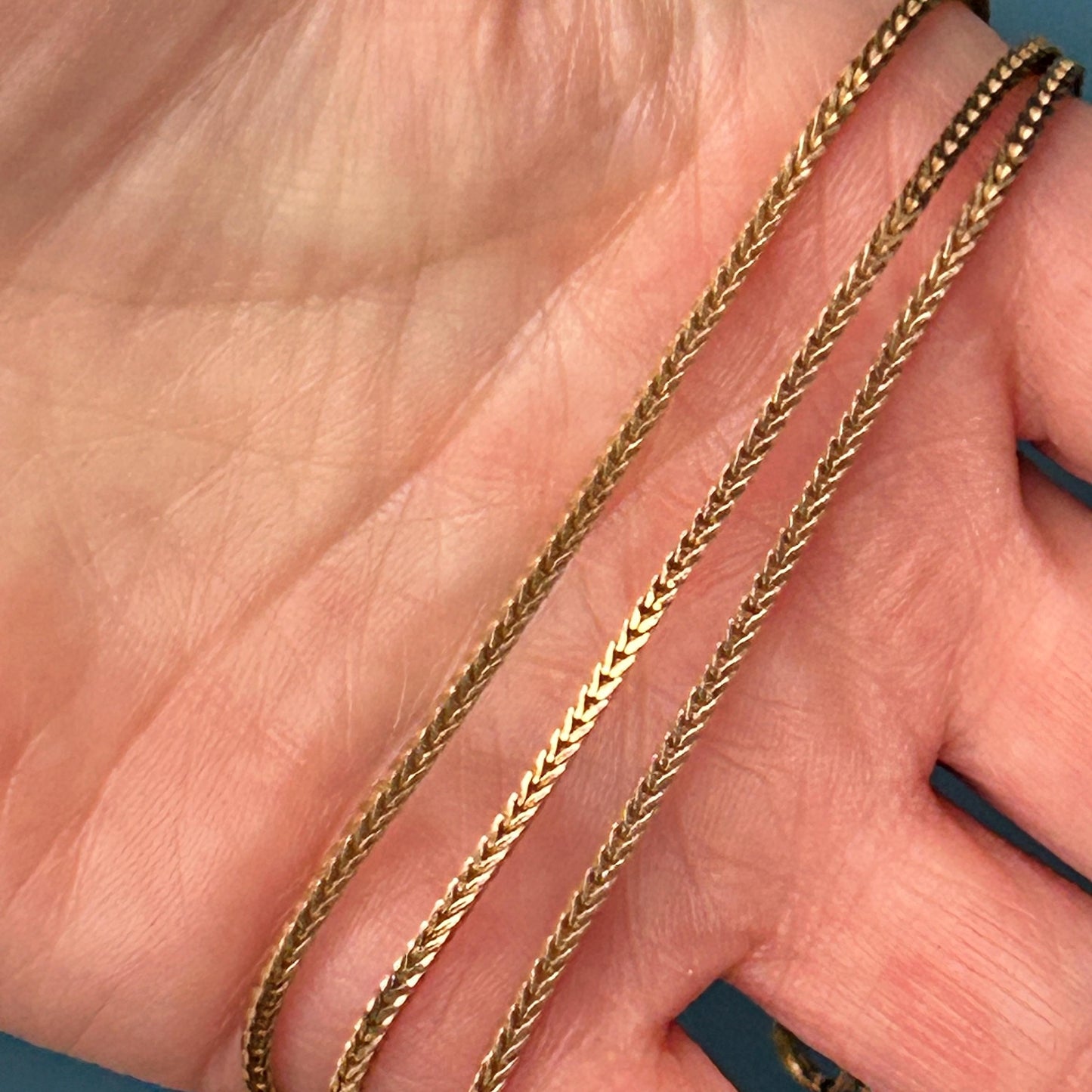 Vintage 9ct Solid Gold Slinky Chunky Fox tail Chain Extra Long 24" - 1970's Italian
