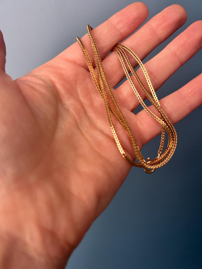 Vintage 9ct Solid Gold Slinky Chunky Fox tail Chain Extra Long 24" - 1970's Italian