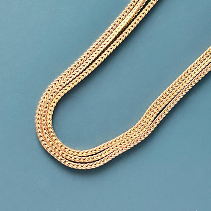 Vintage 9ct Solid Gold Slinky Chunky Fox tail Chain Extra Long 24" - 1970's Italian