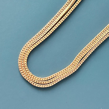 Vintage 9ct Solid Gold Slinky Chunky Fox tail Chain Extra Long 24" - 1970's Italian