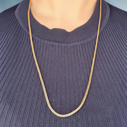 Vintage 9ct Solid Gold Slinky Chunky Fox tail Chain Extra Long 24" - 1970's Italian