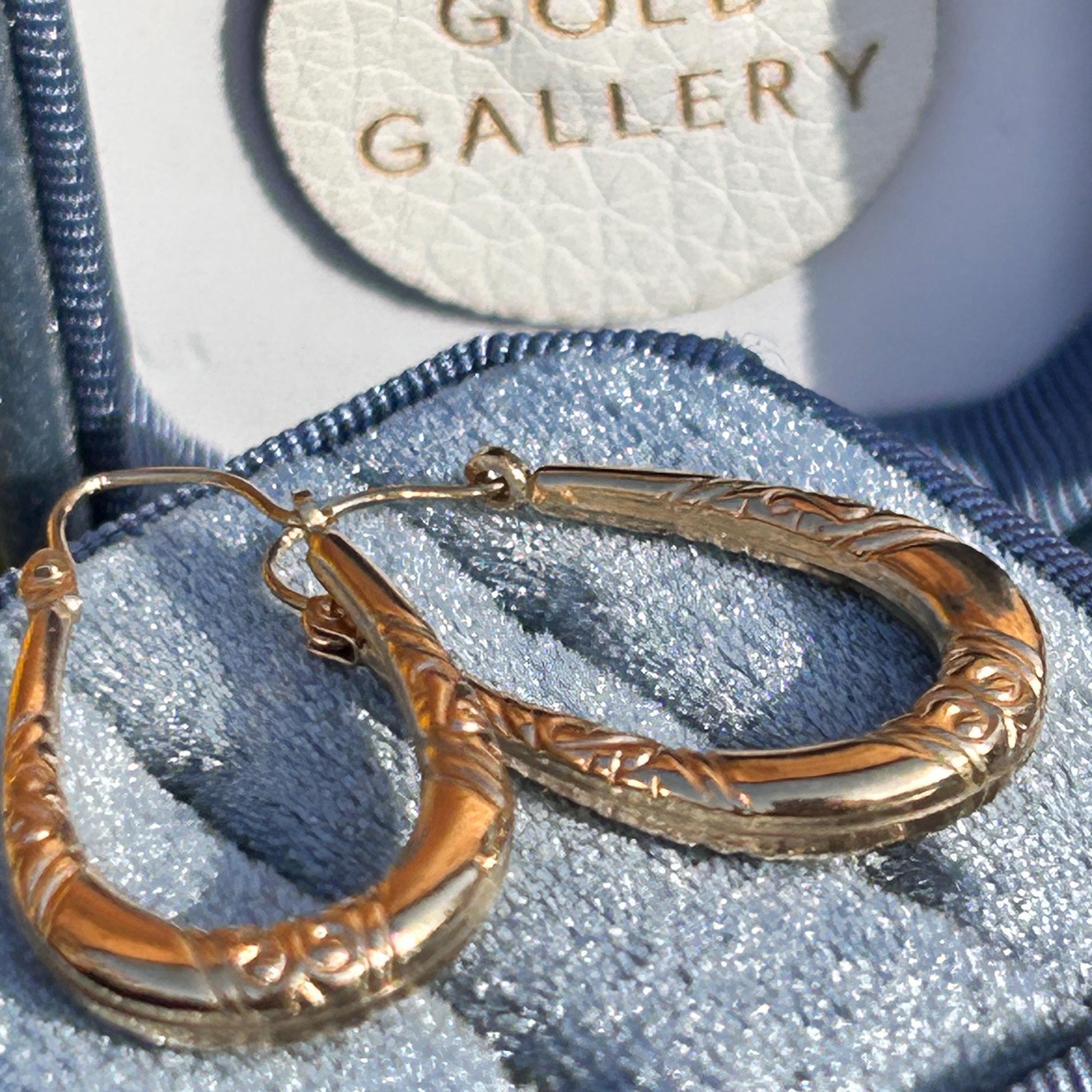 Vintage 9ct Gold Long Oval Hoop Earrings - Retro earrings 90's