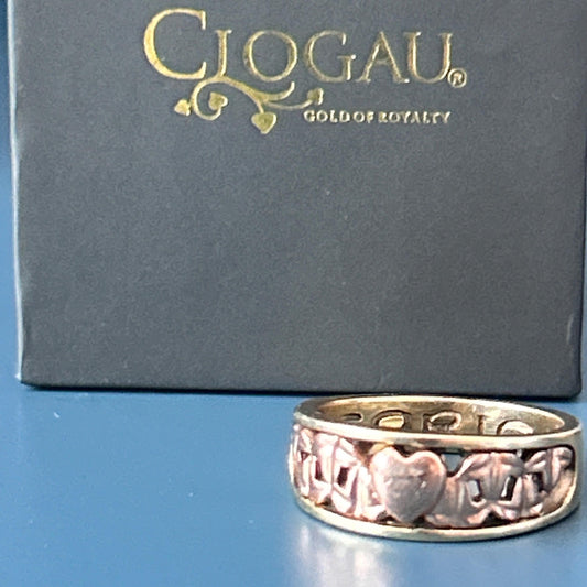 Vintage Early Clogau Cariad 9ct Gold Heart Ring Yellow and Rose Gold - Welsh Gold Ring Size O/ 7.5