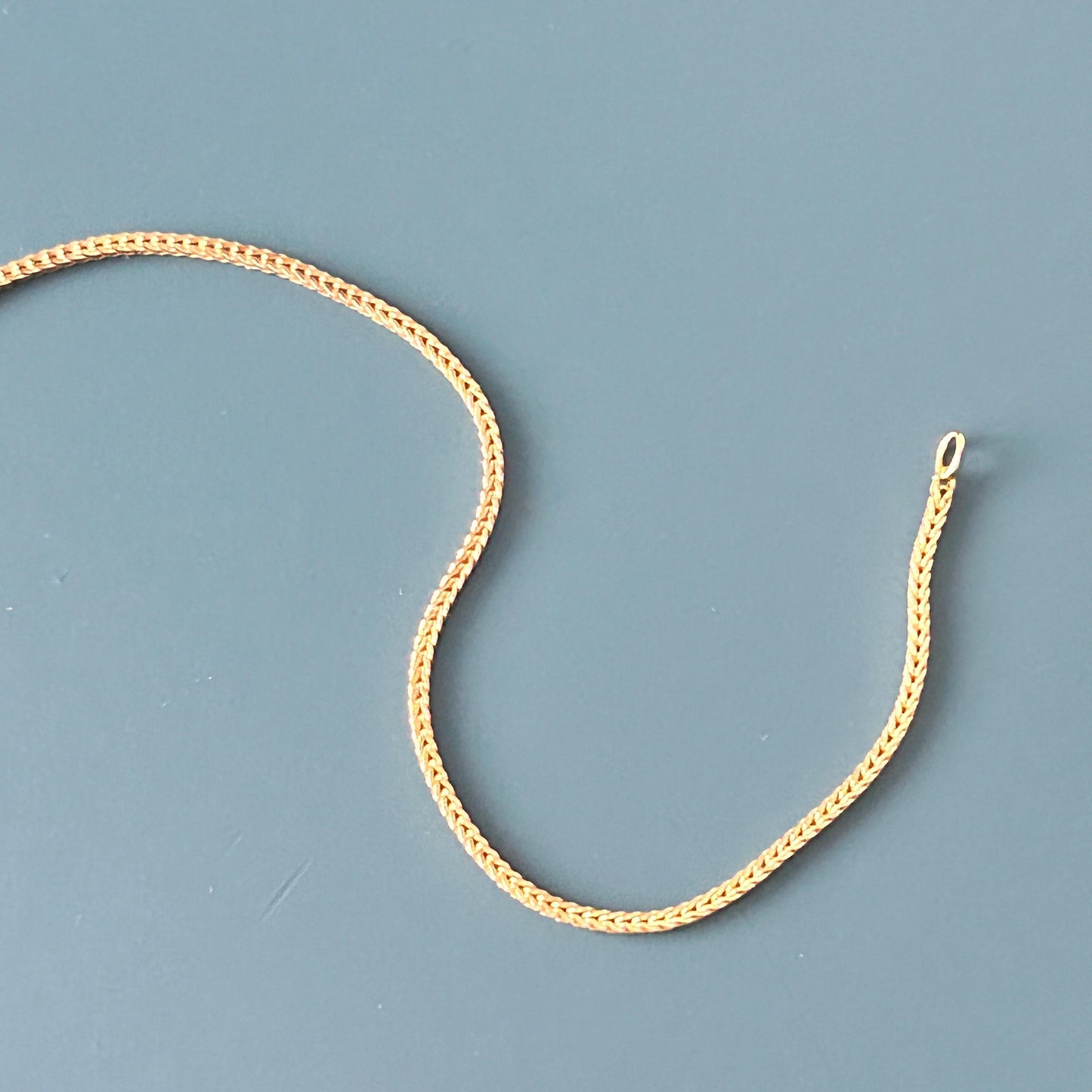 Vintage 9ct Solid Gold Slinky Chunky Fox tail Chain Extra Long 24" - 1970's Italian