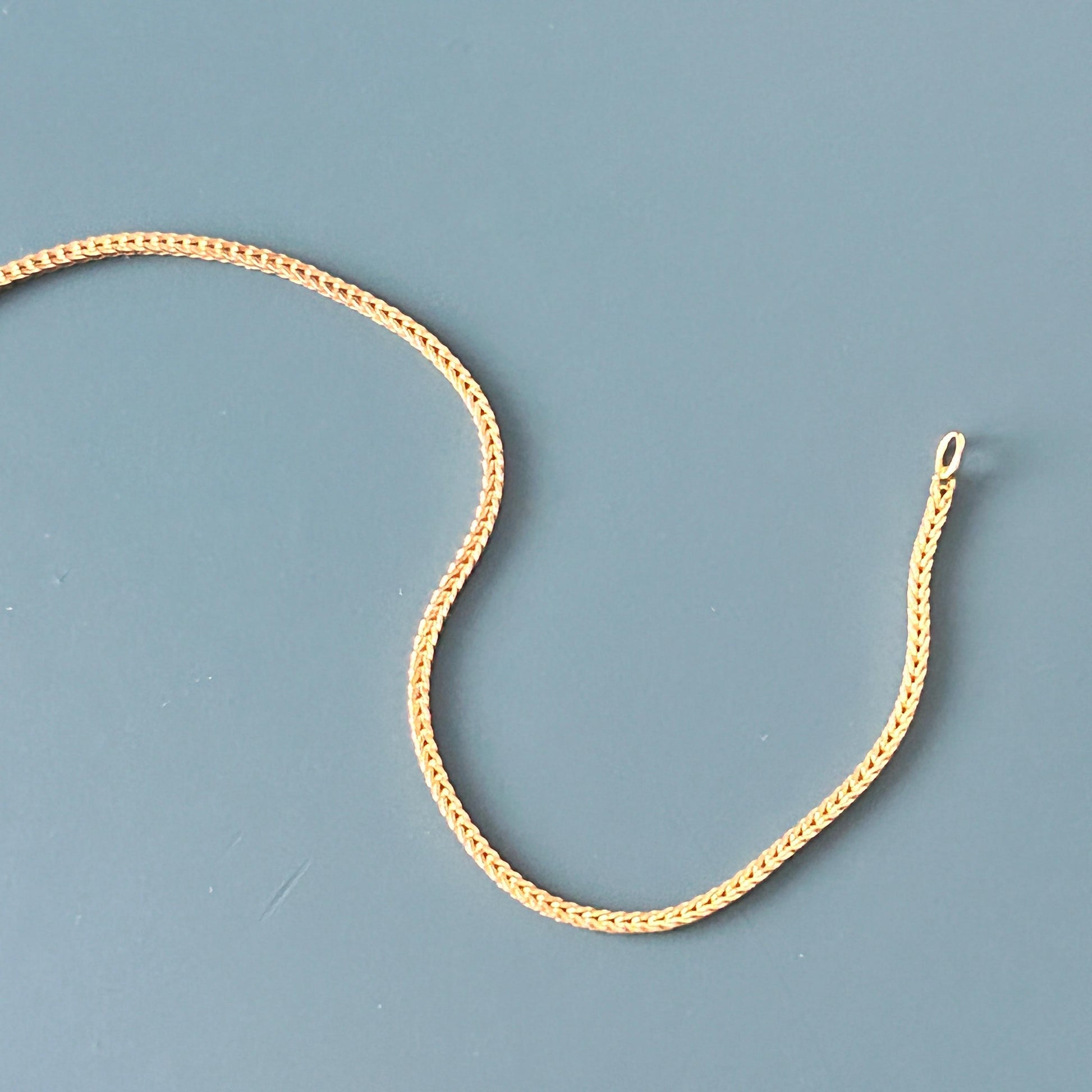 Vintage 9ct Solid Gold Slinky Chunky Fox tail Chain Extra Long 24" - 1970's Italian