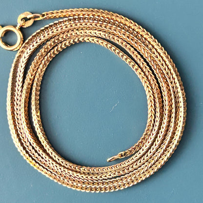 Vintage 9ct Solid Gold Slinky Chunky Fox tail Chain Extra Long 24" - 1970's Italian