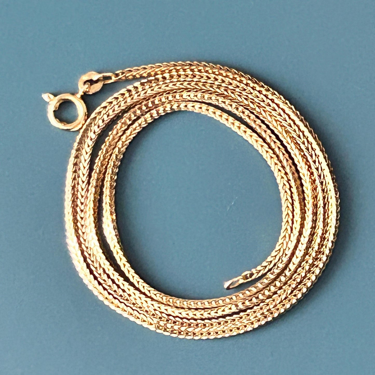 Vintage 9ct Solid Gold Slinky Chunky Fox tail Chain Extra Long 24" - 1970's Italian