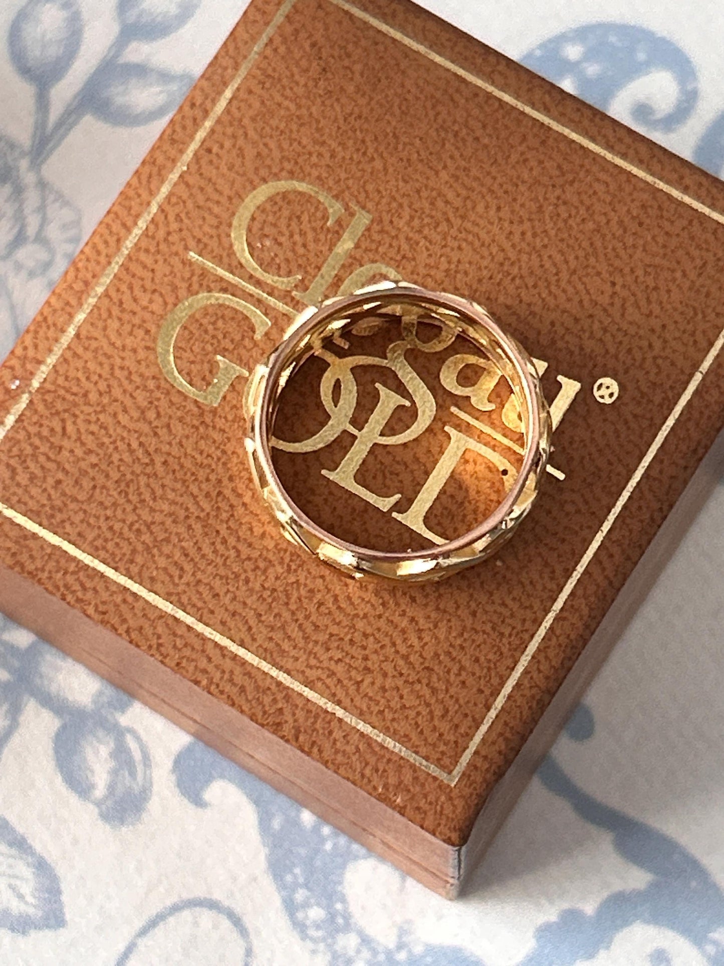 Vintage Clogau 9ct Gold Celtic Weave Band Yellow and Rose Gold Wide Band UK/ Unique Wedding Band: O / US 7.5/ Heirloom Jewellery