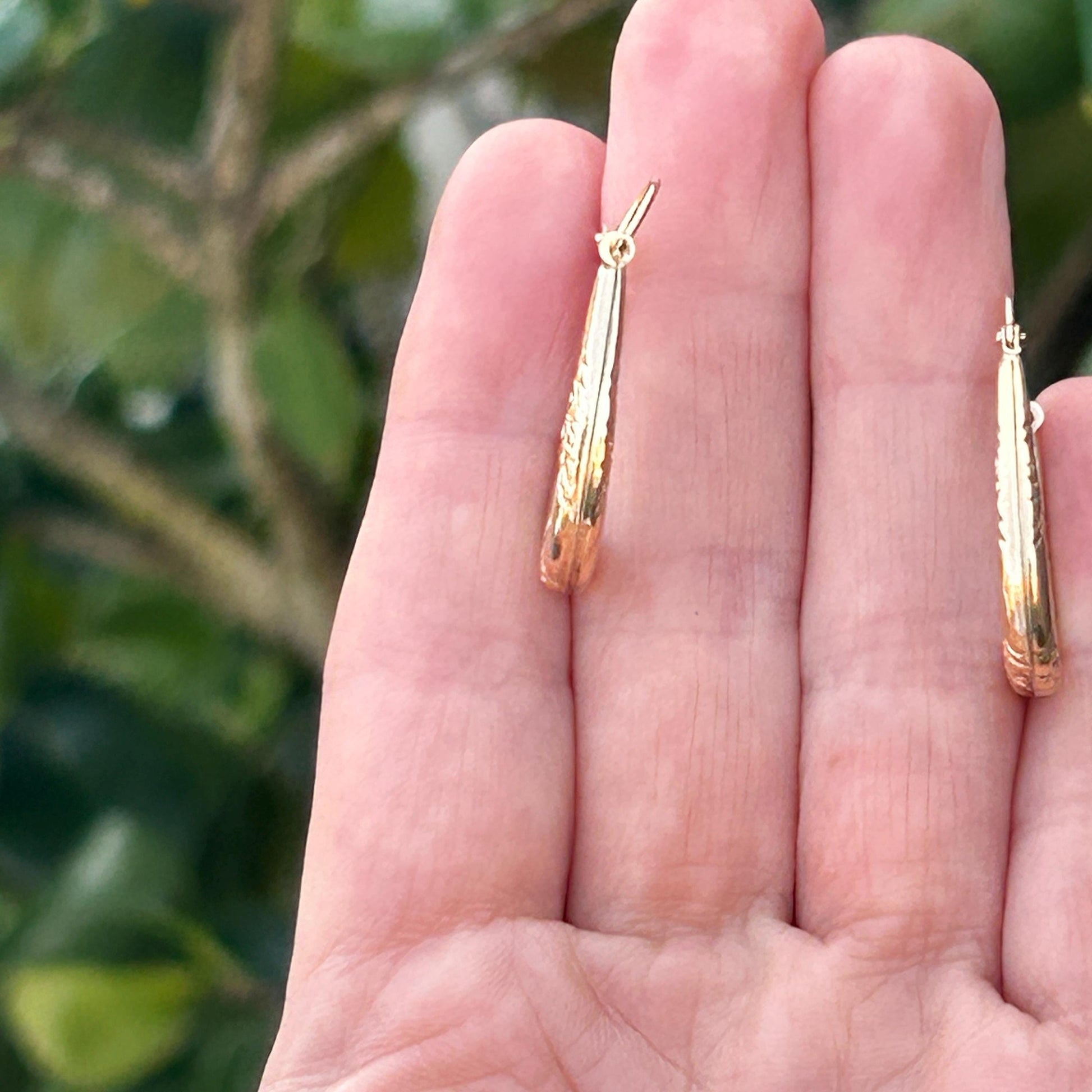 Vintage 9ct Gold Long Oval Hoop Earrings - Retro earrings 90's