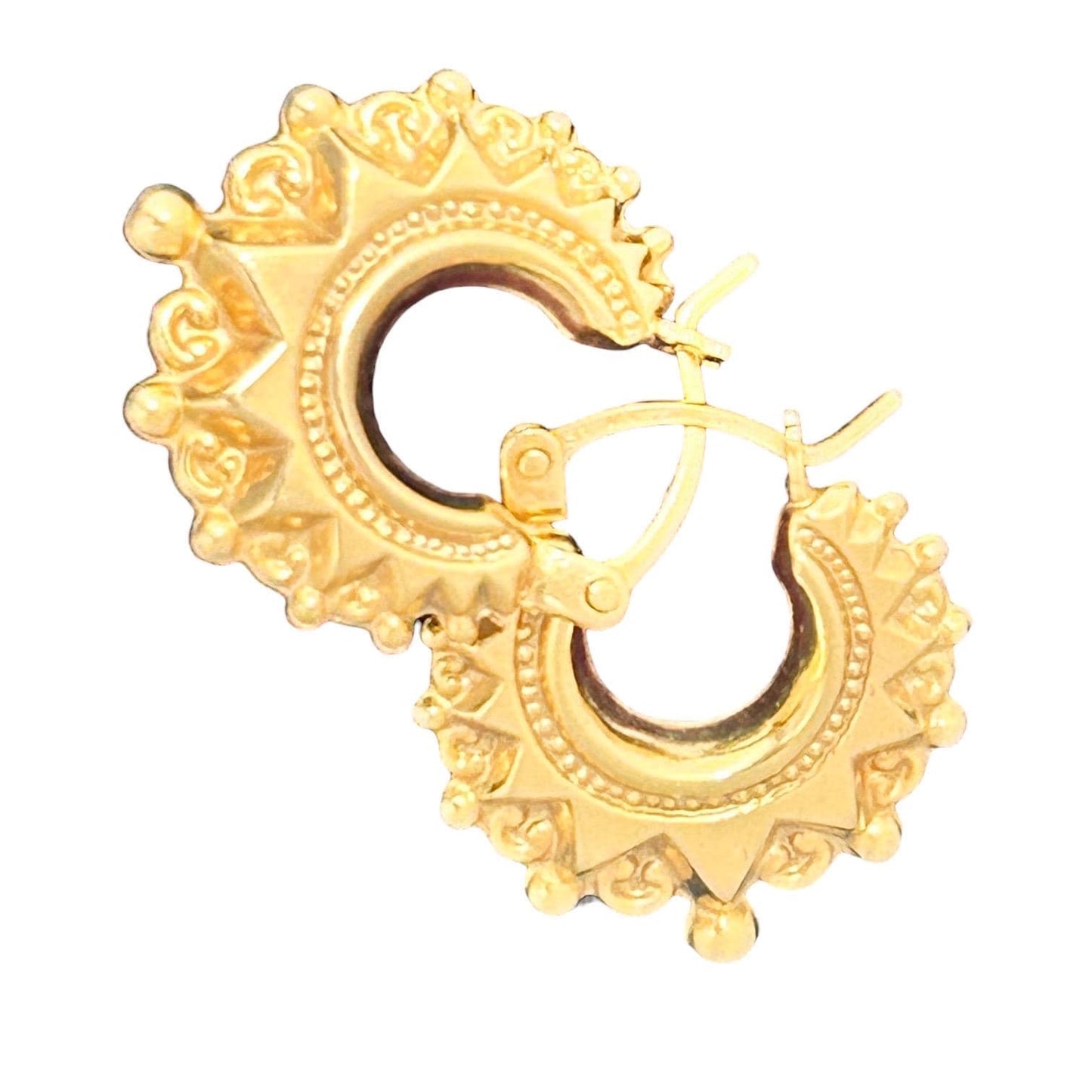 Vintage Mid-Century 9ct Gold Gypsy Creole Earrings Medium - UnoAErre Italian Jewellery