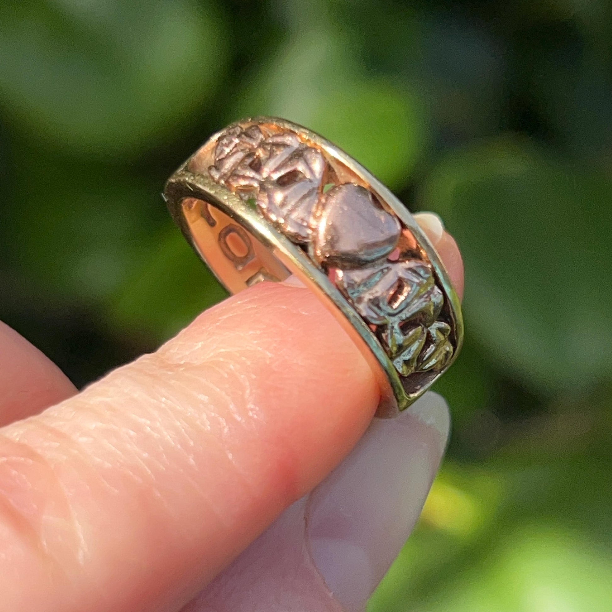Vintage Early Clogau Cariad 9ct Gold Heart Ring Yellow and Rose Gold - Welsh Gold Ring Size O/ 7.5