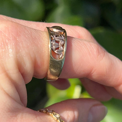 Vintage Early Clogau Cariad 9ct Gold Heart Ring Yellow and Rose Gold - Welsh Gold Ring Size O/ 7.5