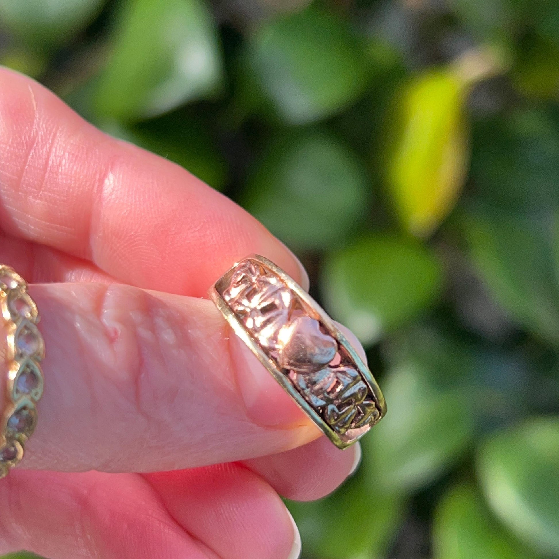 Vintage Early Clogau Cariad 9ct Gold Heart Ring Yellow and Rose Gold - Welsh Gold Ring Size O/ 7.5