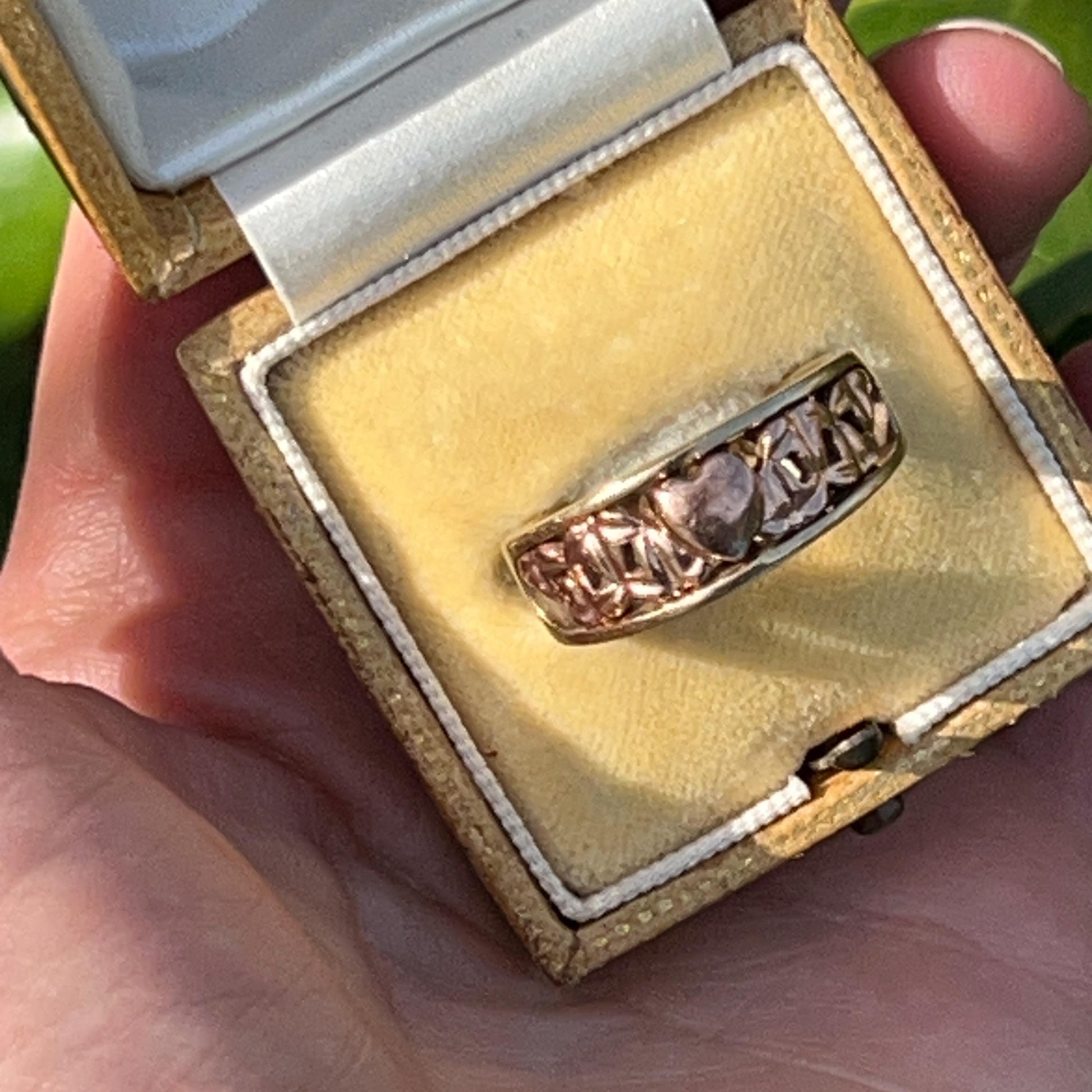 Vintage Early Clogau Cariad 9ct Gold Heart Ring Yellow and Rose Gold - Welsh Gold Ring Size O/ 7.5
