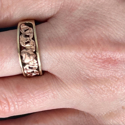 Vintage Early Clogau Cariad 9ct Gold Heart Ring Yellow and Rose Gold - Welsh Gold Ring Size O/ 7.5
