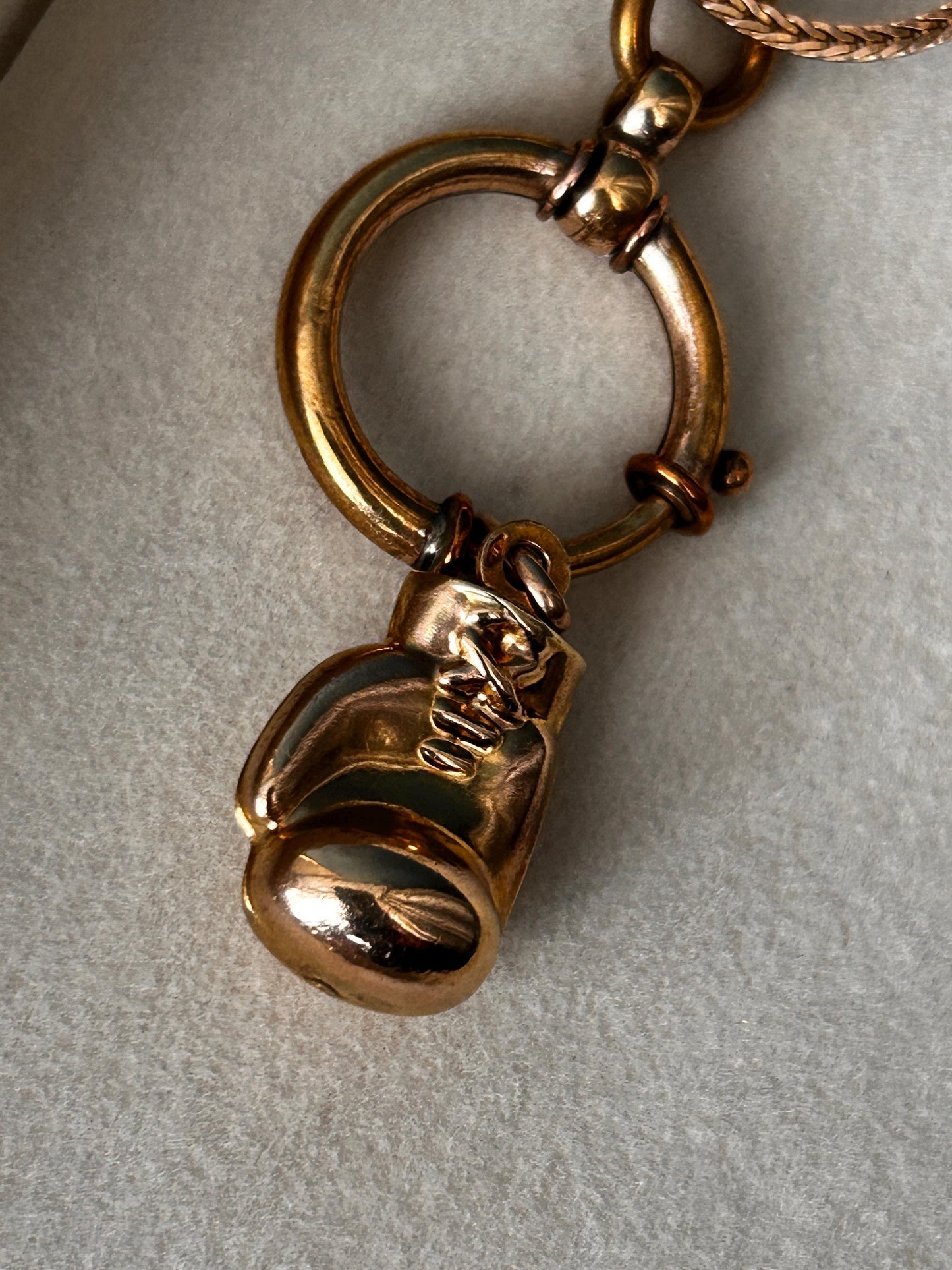 Vintage Boxing Glove Charm 9ct Gold Italian Maker UnoAEerre - Bracelet/ Pendant