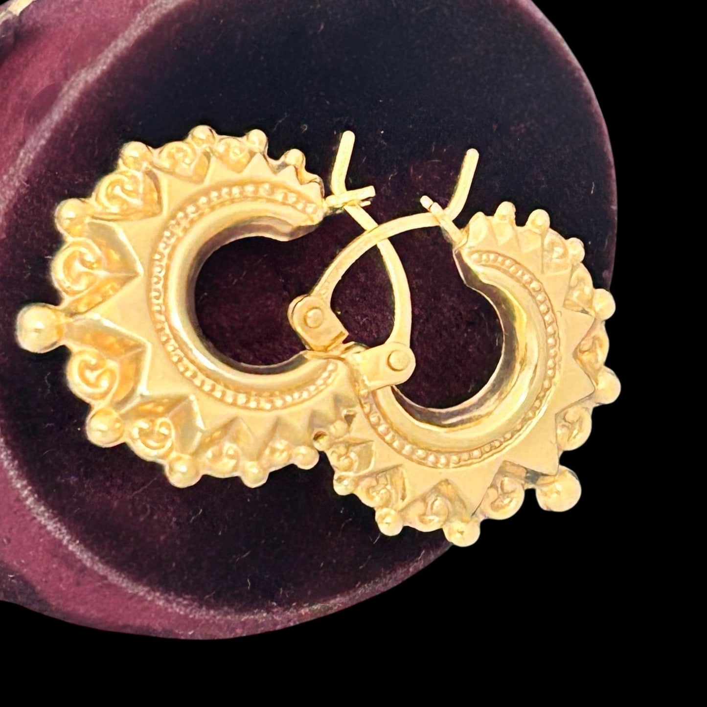 Vintage Mid-Century 9ct Gold Gypsy Creole Earrings Medium - UnoAErre Italian Jewellery