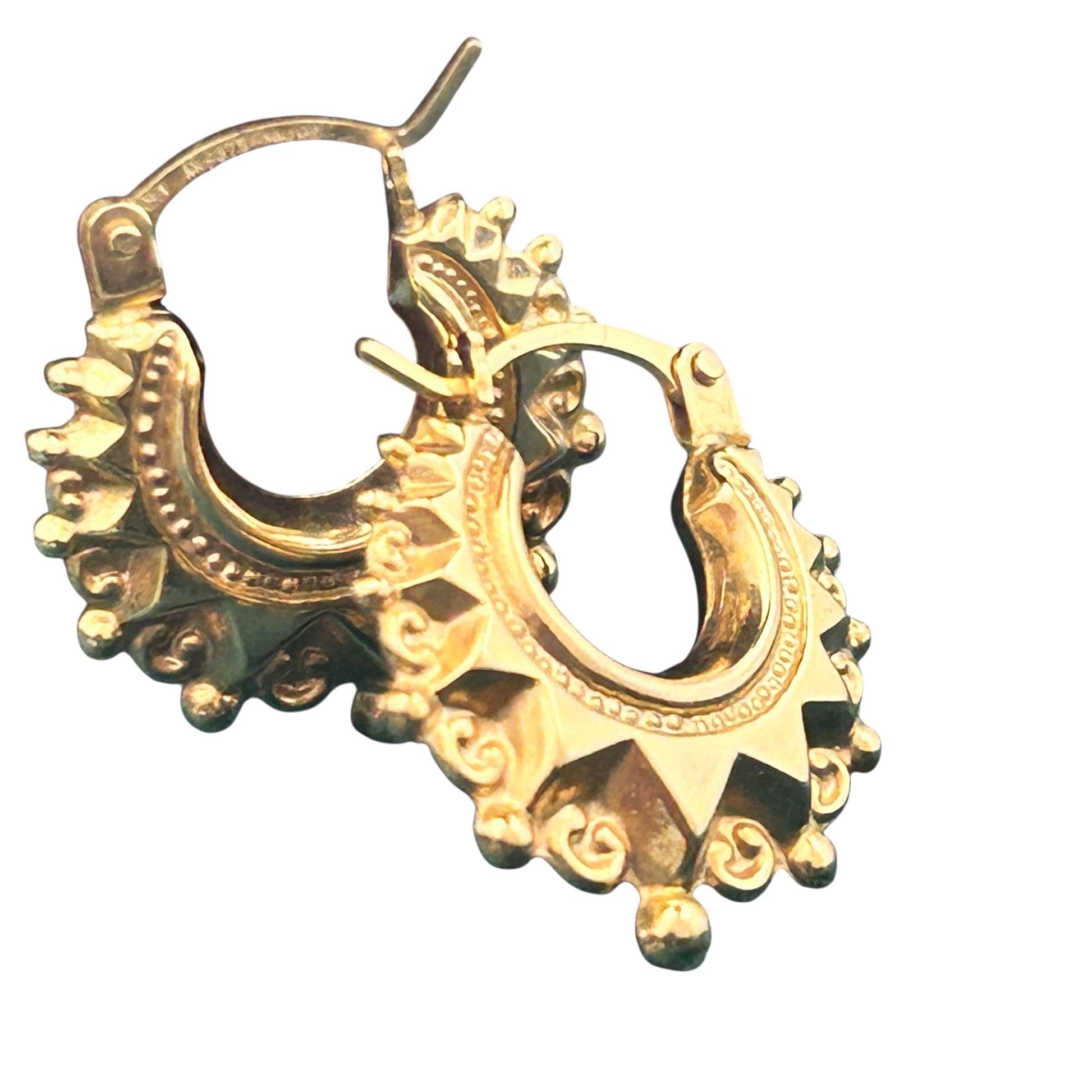 Vintage Mid-Century 9ct Gold Gypsy Creole Earrings Medium - UnoAErre Italian Jewellery