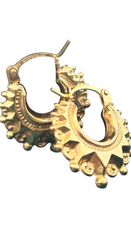 Vintage Mid-Century 9ct Gold Gypsy Creole Earrings Medium - UnoAErre Italian Jewellery