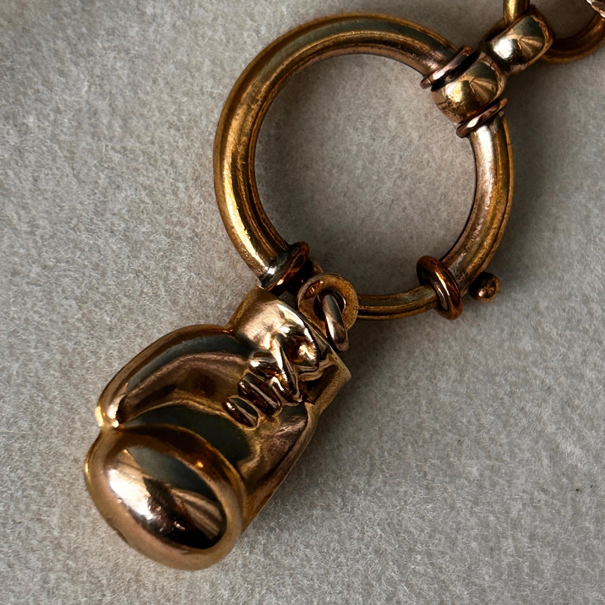 Vintage Boxing Glove Charm 9ct Gold Italian Maker UnoAEerre - Bracelet/ Pendant
