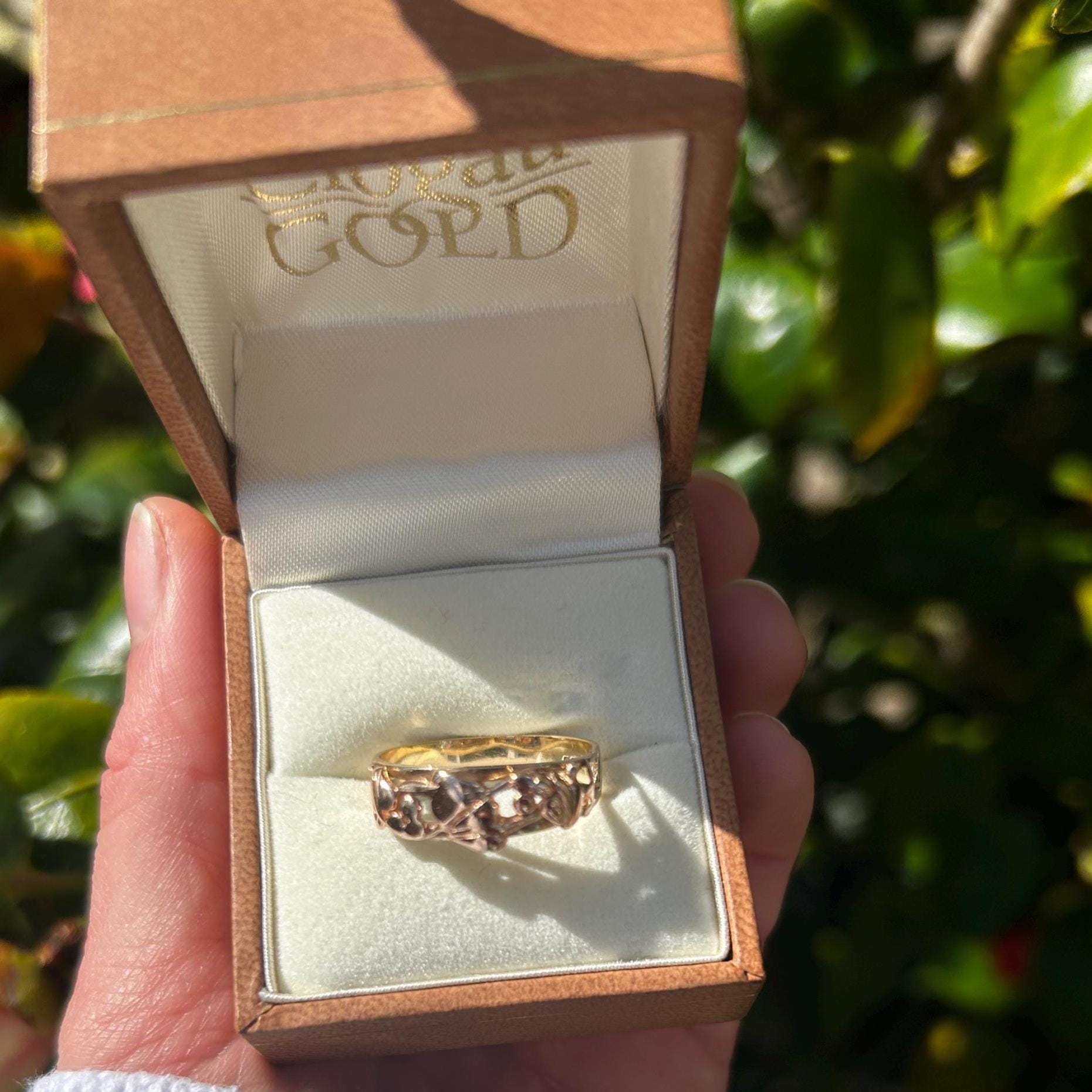 Vintage Early Edition Clogau Tree of Life Ring UK P / US 8 Rose and Yellow 9ct Gold - Welsh Celtic Jewelry