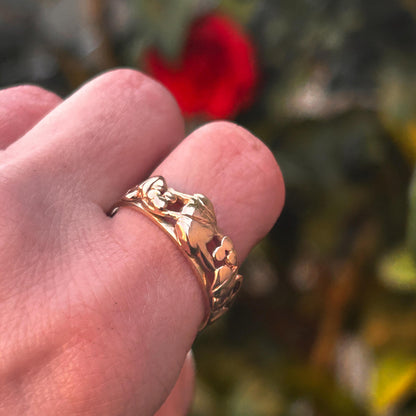 Vintage Early Edition Clogau Tree of Life Ring UK P / US 8 Rose and Yellow 9ct Gold - Welsh Celtic Jewelry