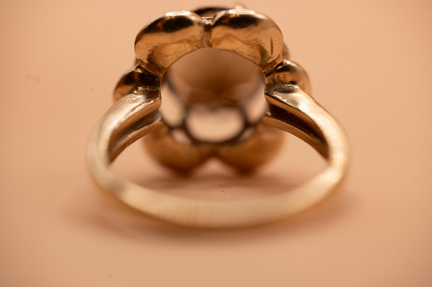 Vintage smokey quartz 1970s Ring - English Old Gold Heirloom UK J / US 5