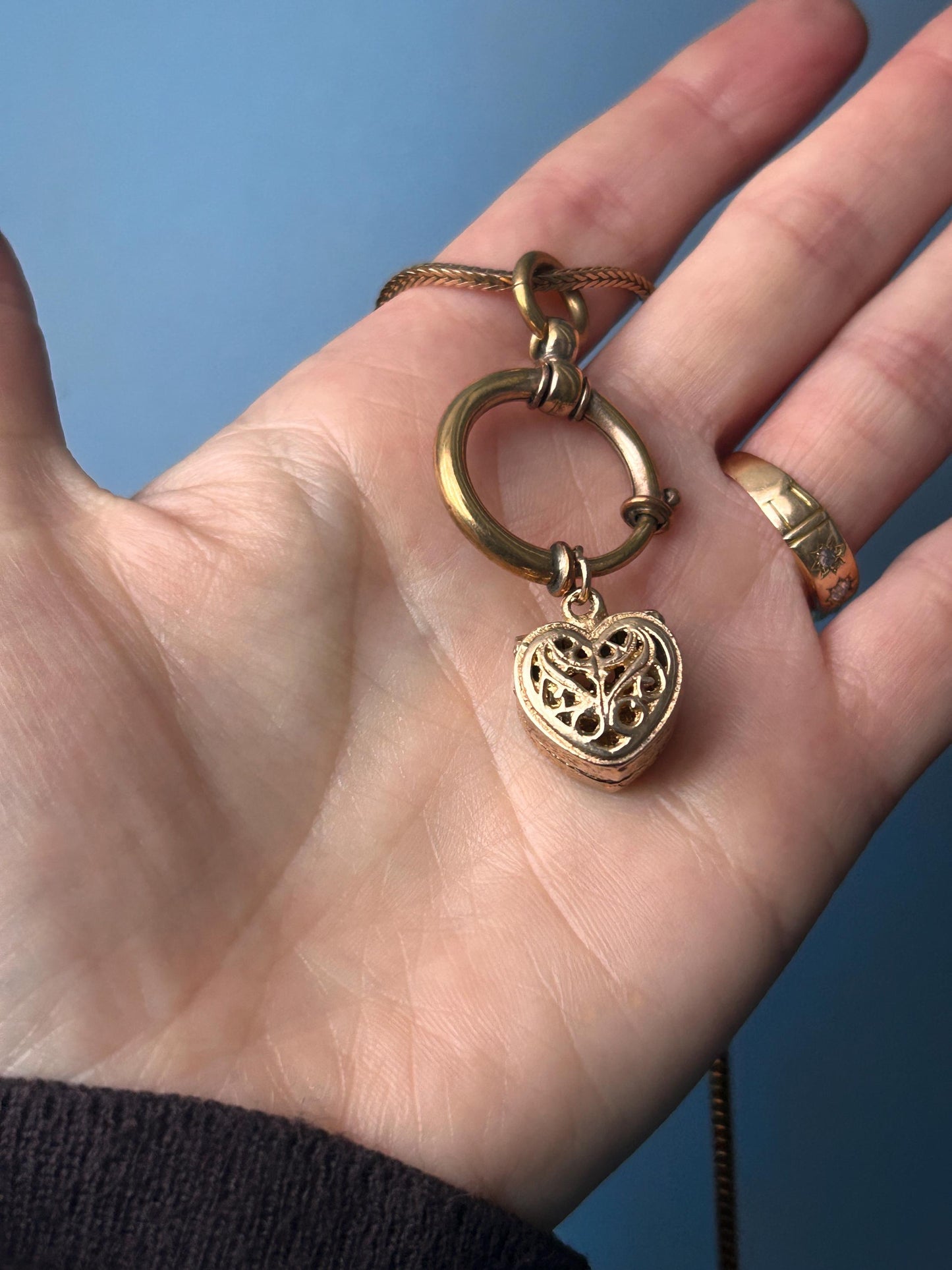 Vintage Mid-Century 9ct Gold Heart Box with Surprise Ring Pendant - Collectable Charm English Hallmark