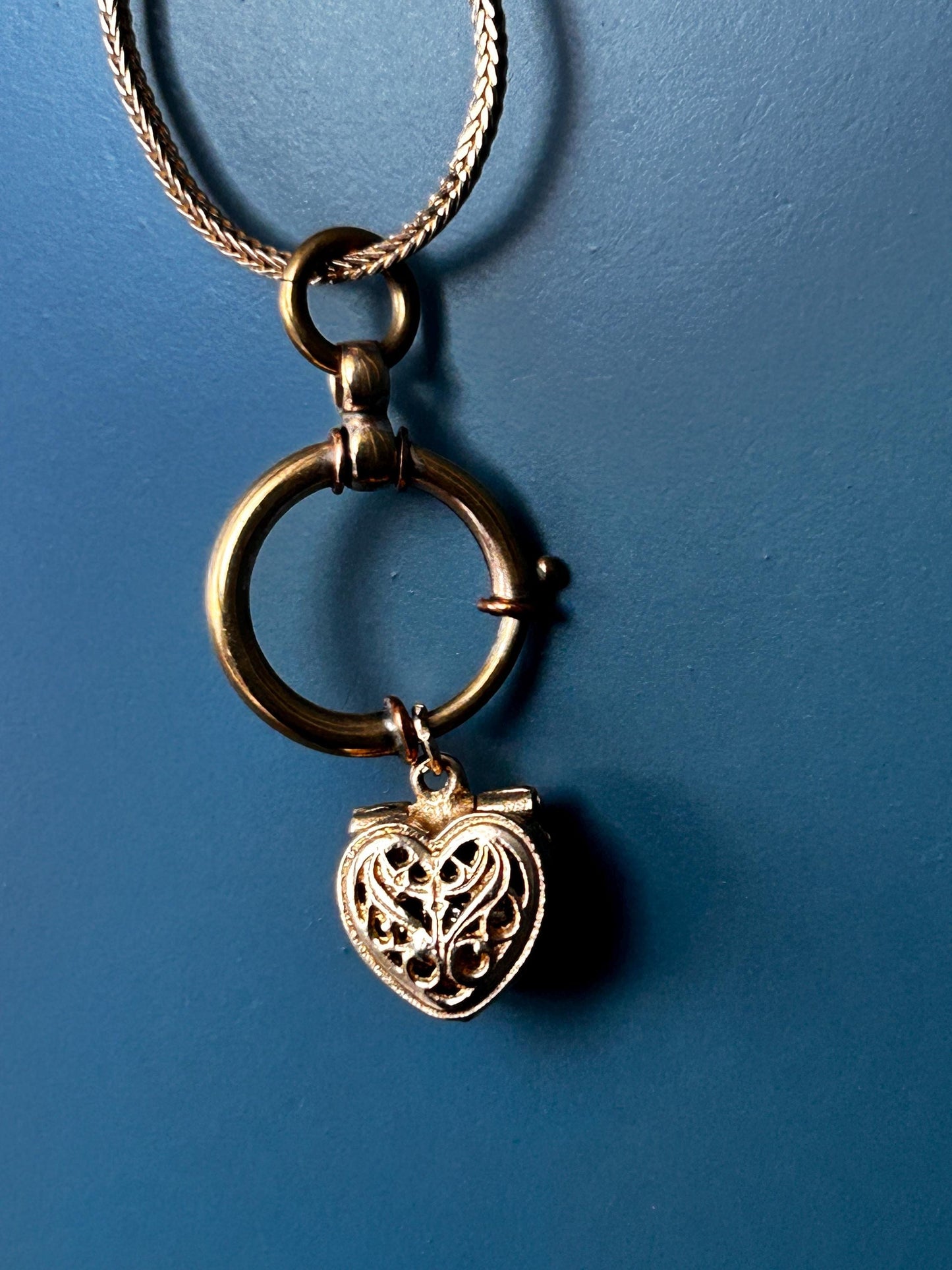 Vintage Mid-Century 9ct Gold Heart Box with Surprise Ring Pendant - Collectable Charm English Hallmark