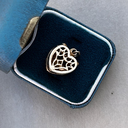 Vintage Mid-Century 9ct Gold Heart Box with Surprise Ring Pendant - Collectable Charm English Hallmark