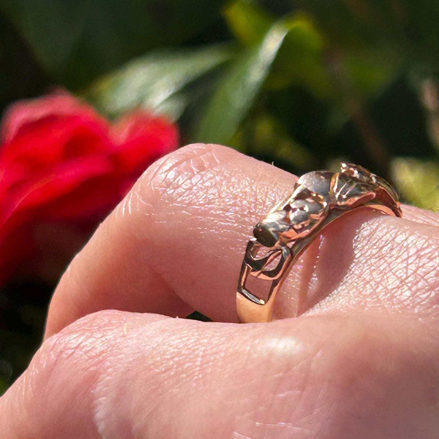 Vintage Early Edition Clogau Tree of Life Ring UK P / US 8 Rose and Yellow 9ct Gold - Welsh Celtic Jewelry